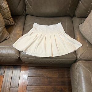 Hollister White Pleated Skater Skirt